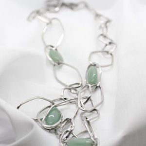 Green Jade Silver Necklace